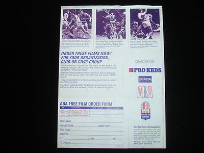 1968 American Basketball Association Free Film Order Form