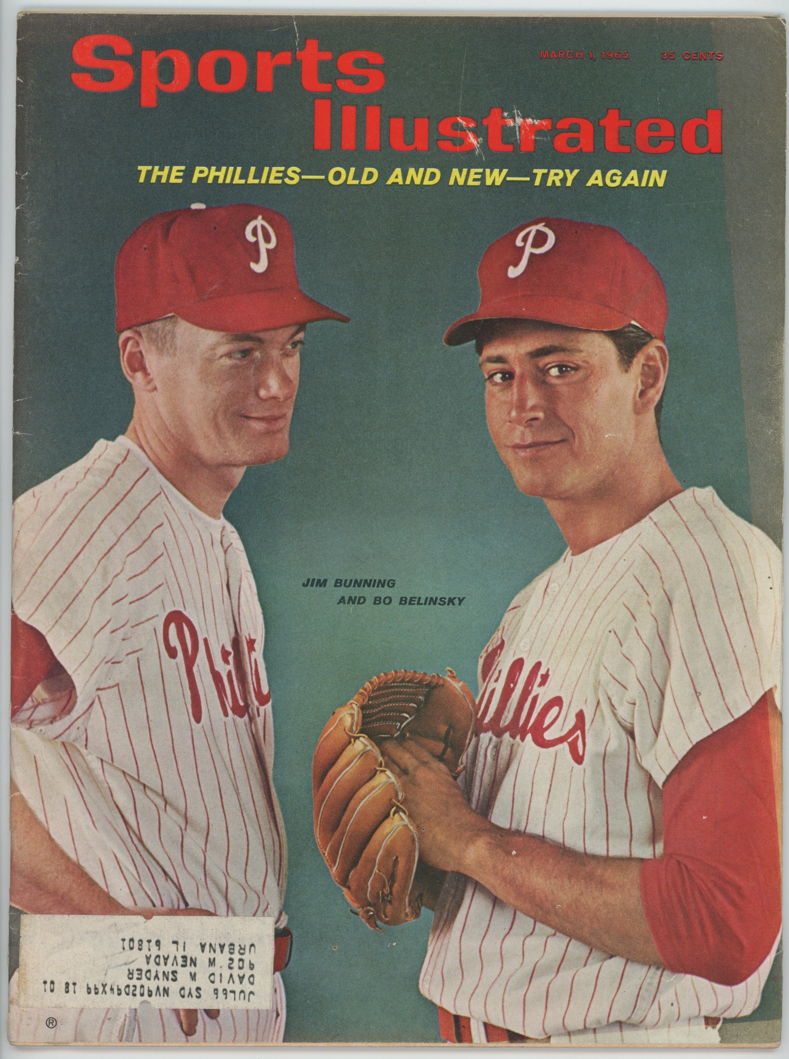 Phillies Jim Bunning and Bo Belinsky 3/1/65 EX ML