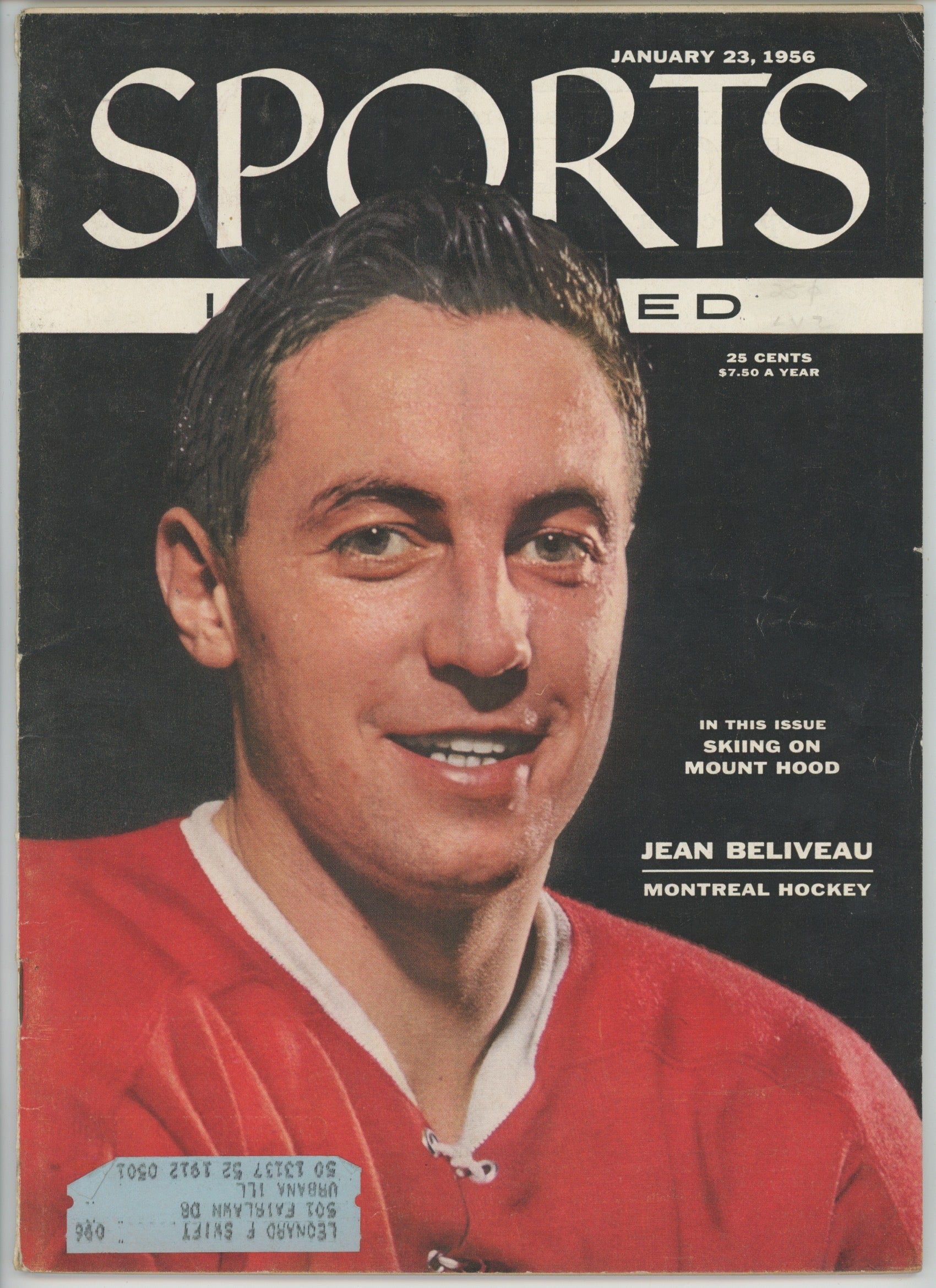 Jean Beliveau “Montreal Hockey” 1/23/56 EX ML