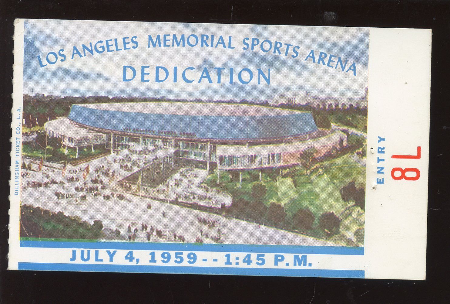 July 4 1959 Los Angeles Memorial Sports Arena Dedication Ticket Stub