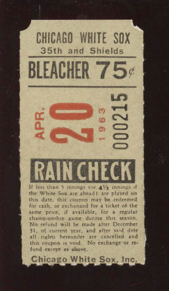 1963 Ticket Stub Minnesota Twins @ Chicago White Sox HOFER Al Lopez