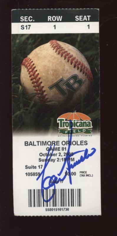 Lou Pinella Last Rays Game Managing Ticket Stub Auto