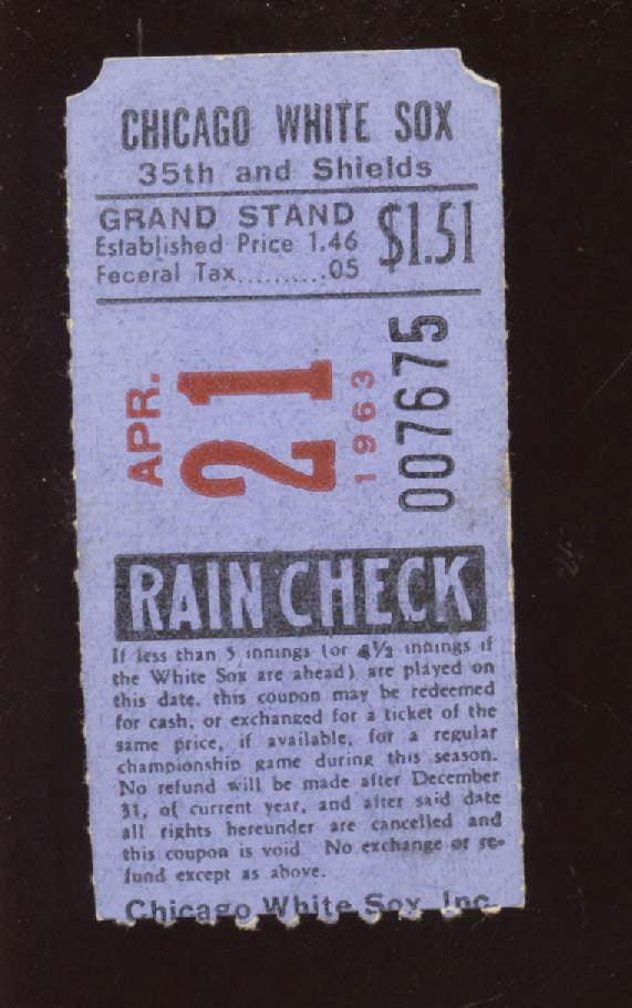 1963 Ticket Stub Doubleheader Minnesota Twins @ Chicago White Sox Ron Hansen