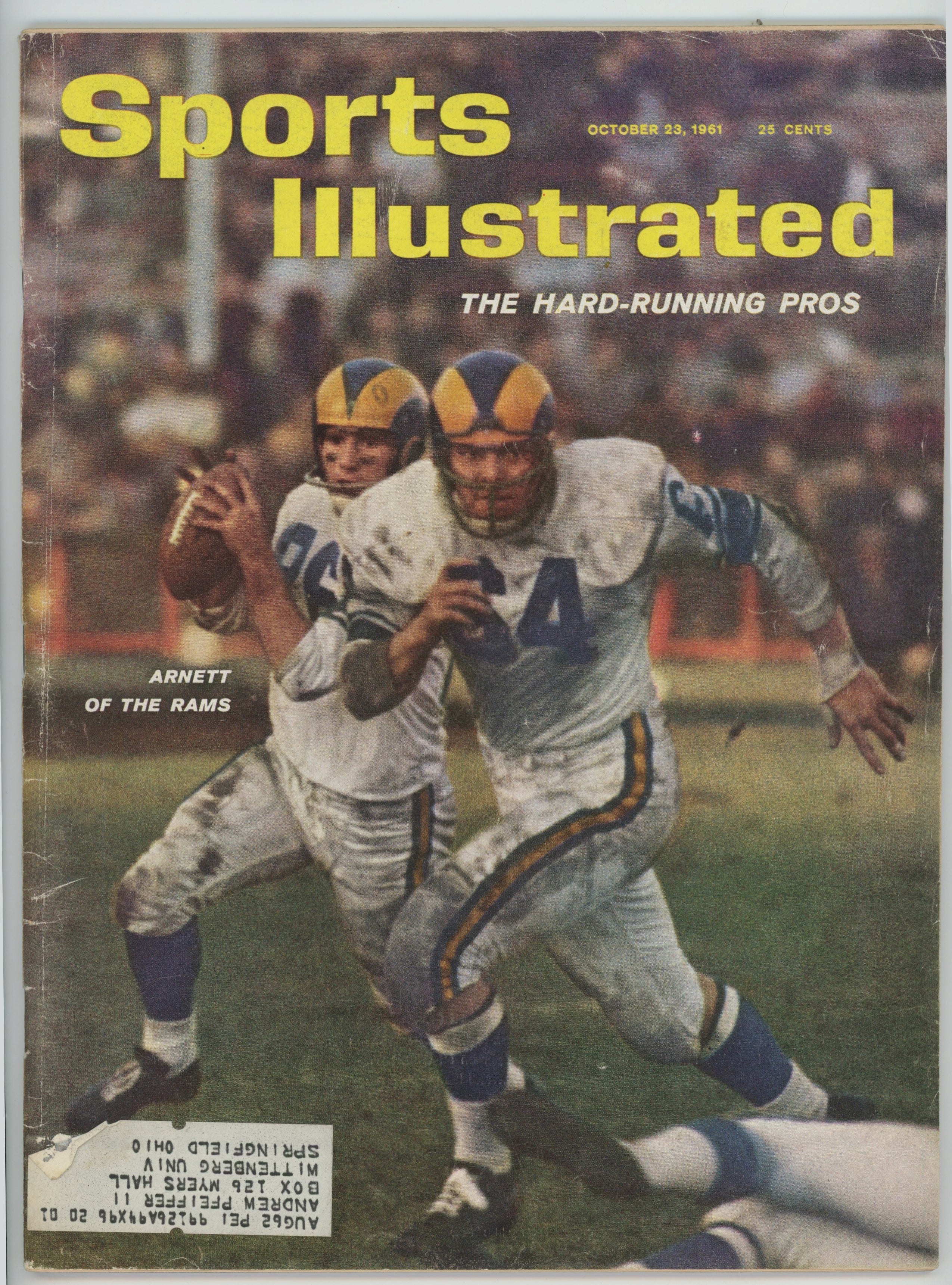 Arnett of the Rams “The Hard-Running Pros” 10/23/61 EX ML