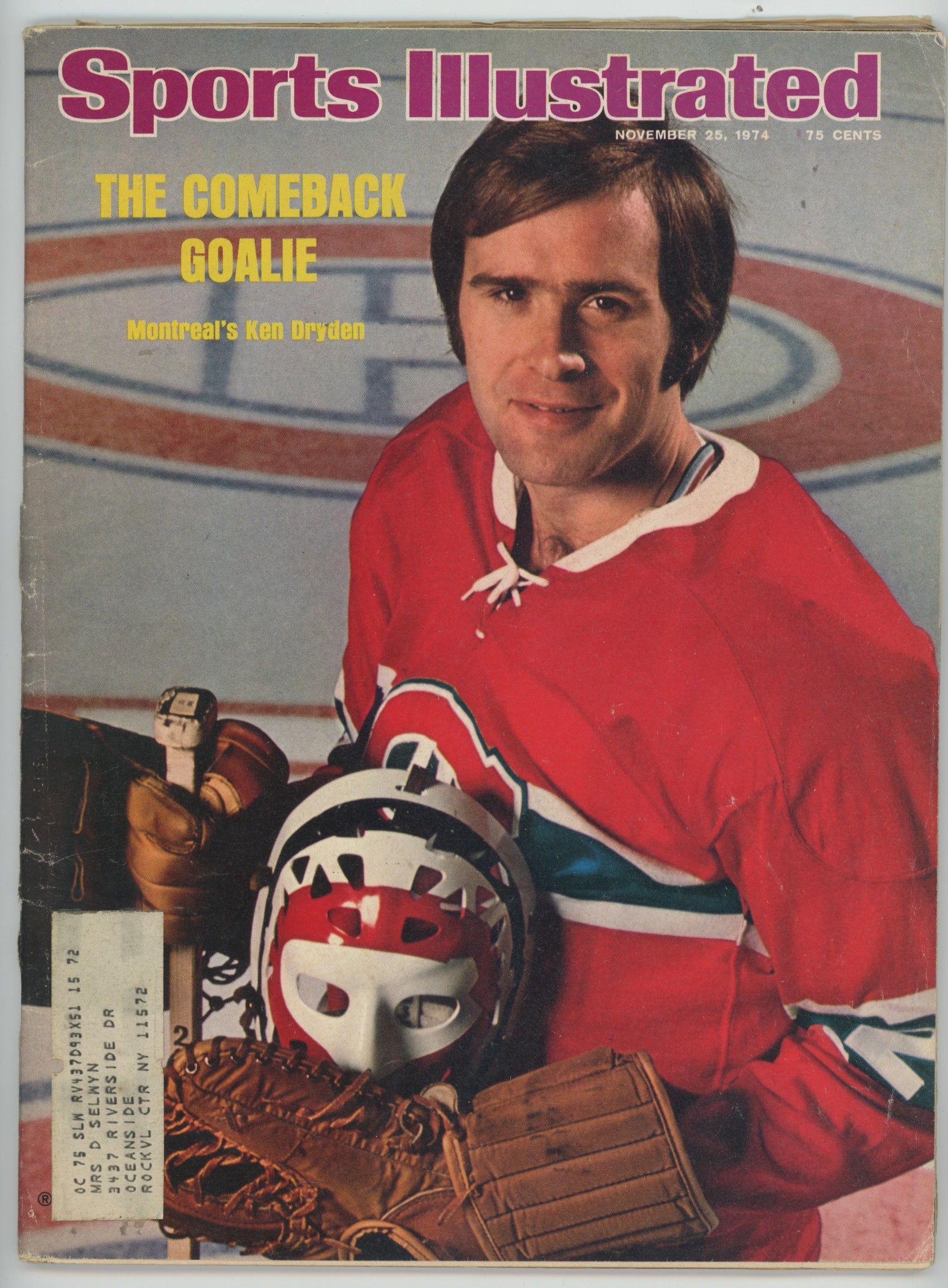 Ken Dryden “The Comeback Goalie” 11/25/74 EX ML