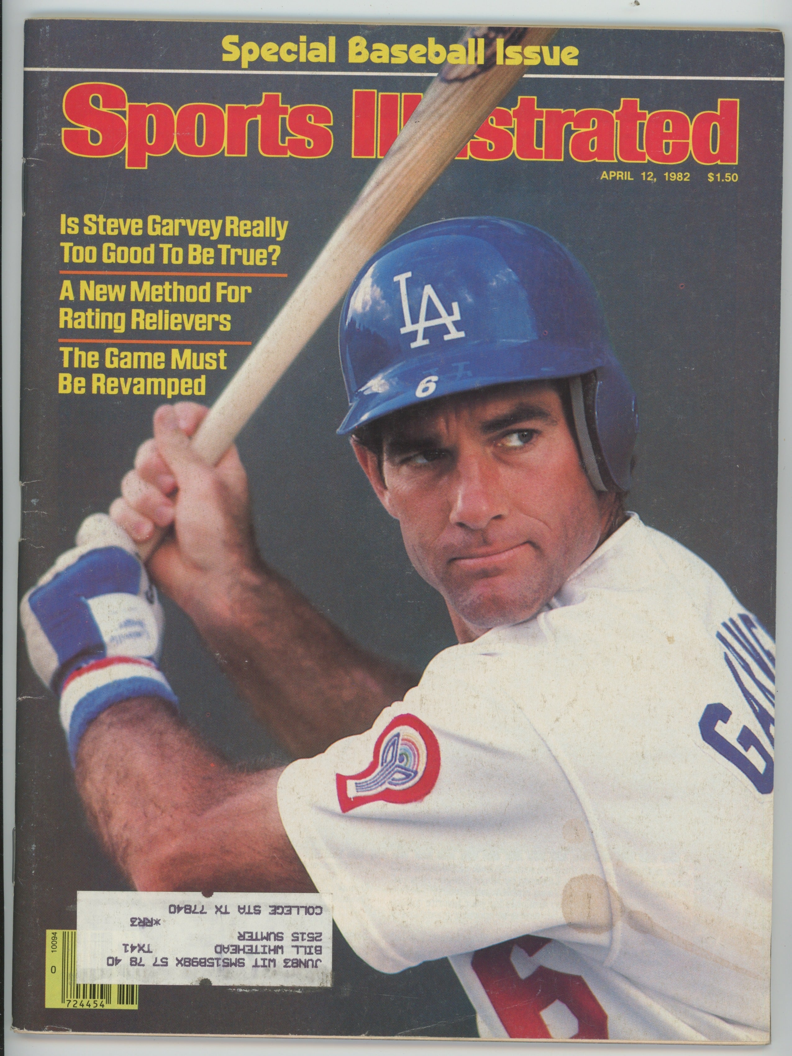 Steve Garvey Dodgers “Special Baseball Issue” 4/12/82 EX ML