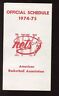 1974/75 ABA Basketball Schedule New York Nets EX+