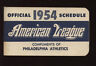 1954 American League Pocket Schedule Philadelphia A's EXMT