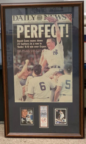 July 18, 1999 David Cone NY Yankees Perfect Game SIGNED Ticket Stub Display