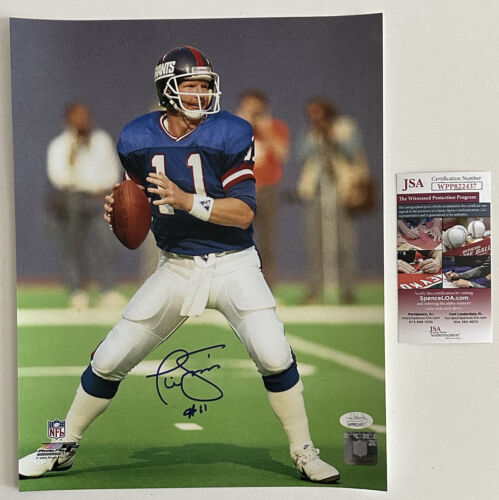 Phil Simms #11 New York Giants SIGNED 11x14 Color Photo JSA