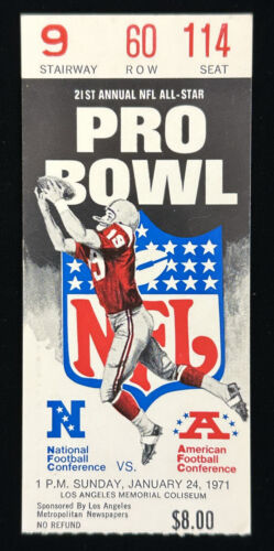 Jan 24, 1971 Pro Bowl ORIGINAL NFL Football Ticket Stub Renfro MVP NFC 27 AFC 6