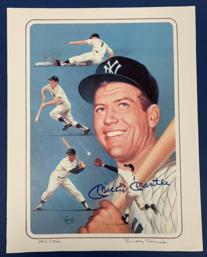 1989 Mickey Mantle New York Yankees Signed LE 11x14 Color Artist Print /1500