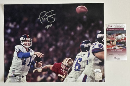 Phil Simms #11 New York Giants SIGNED 11x14 Color Photo JSA