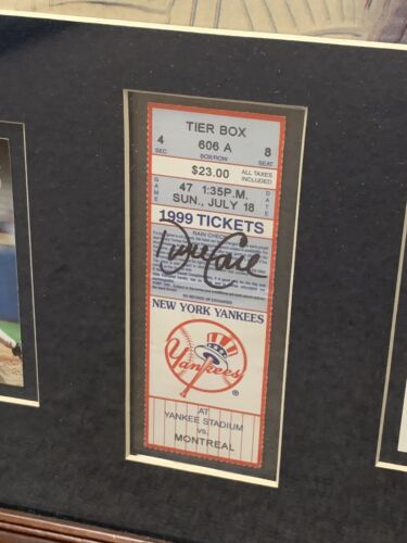 July 18, 1999 David Cone NY Yankees Perfect Game SIGNED Ticket Stub Display