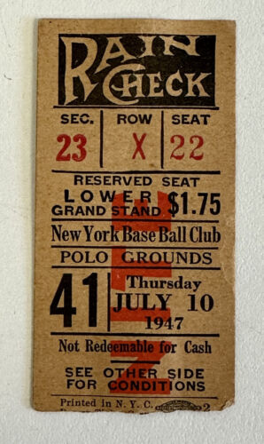 July 10, 1947 New York Giants DATED Ticket Stub vs Cardinals - Stan Musial HR