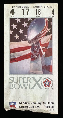 January 18, 1976 Super Bowl X 10 ORIGINAL Ticket Stub Steelers defeat Cowboys