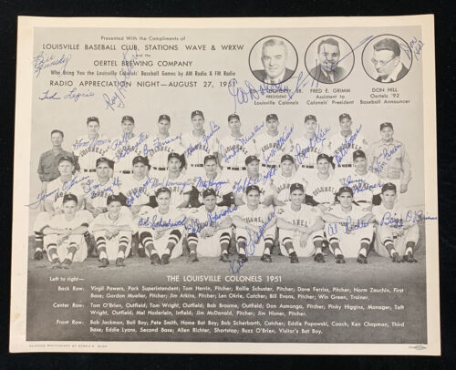 1951 Louisville Colonels Boston Red Sox AAA Team Signed 8x10 Photo 27 sigs