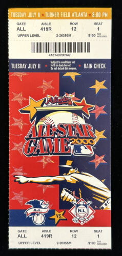 July 11, 2000 Atlanta MLB All-Star Game ORIGINAL FULL Ticket - Derek Jeter MVP