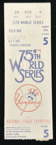 1978 World Series Game 5 Ticket Stub Yankees defeat Dodgers 12-2 Reggie Home Run