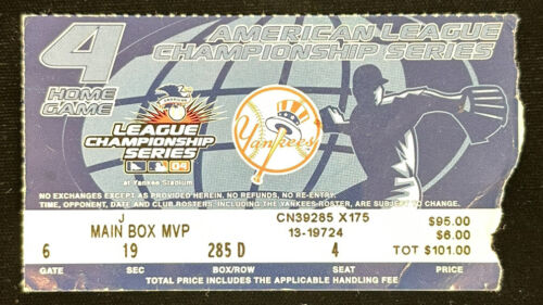 2004 ALCS Game 7 Ticket Stub @ Yankee Stadium - Red Sox beat Yankees - Win ALCS