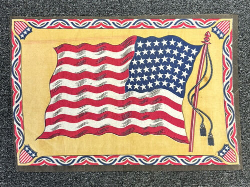 Original Early 1900’s USA Flag Jumbo 10.5 x 15.5” Vintage Tobacco Silk / Blanket