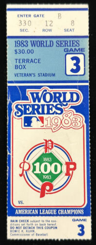 1983 World Series Game 3 Ticket Stub Orioles defeat Phillies 3-2 Dan Ford HR