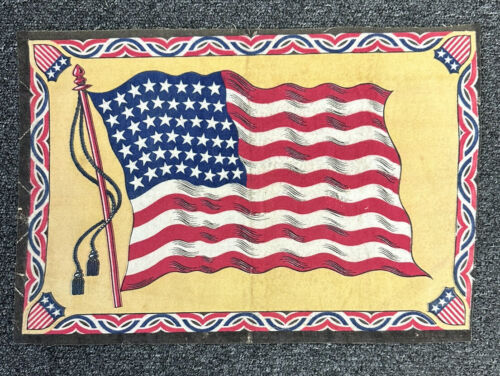 Original Early 1900’s USA Flag Jumbo 10.5 x 15.5” Vintage Tobacco Silk / Blanket