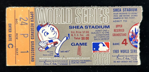 Original 1969 NY Mets World Series Ticket Stub Game 4 vs Orioles - Seaver Wins!