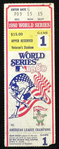 1980 World Series Game 1 Ticket Stub Phillies defeat Royals 7-6 Bake McBride HR