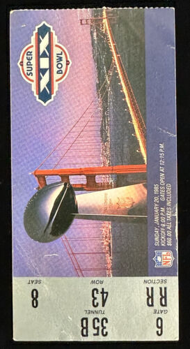 January 20, 1985 Super Bowl XIX 19 ORIGINAL Ticket Stub 49ers defeat Dolphins