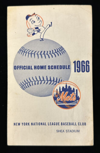 Original 1966 New York Mets Official Pocket Baseball Schedule w/ Mr. Met cover