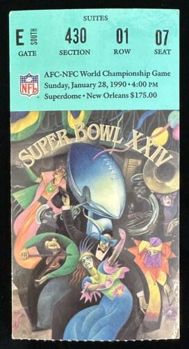 January 28, 1990 Super Bowl XXIV 24 ORIGINAL Ticket Stub 49ers defeat Broncos