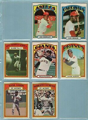 1972 Topps Lot of 7 Different Hall of Famer Baseball Cards VG - EX