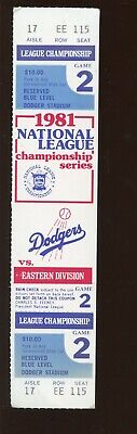 1981 NLCS Full Ticket Montreal Expos at Los Angeles Dodgers Game 2 EX