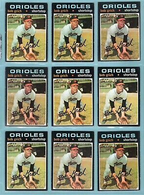 Lot of 11 1971 Topps #193 Bobby Grich Rookie Baseball Cards V/E wrk - NM o/c    