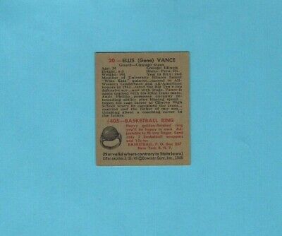 1948 Bowman #20 Ellis Vance Chicago Stags Basketball Card EX w/print lines 