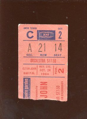 October 24 1984 Elton John Concert Ticket Stub at Madison Square Garden