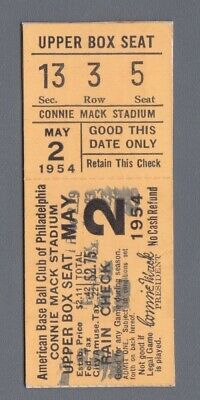 May 2, 1954 Chicago White Sox vs Philadelphia Athletics Ticket Stub  - mounted