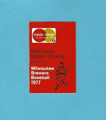 1977 Milwaukee Brewers Wisconsin Master Charge Pocket Baseball Schedule