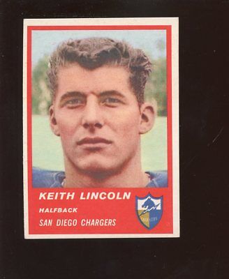 1963 Fleer Football Card #70 Keith Lincoln San Diego Chargers NM