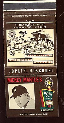 1960's Mickey Mantle Holiday Inn Diamond Matchbook Cover With Striker