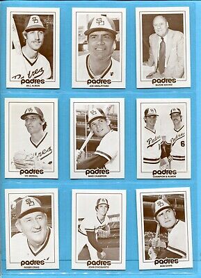 1977 San Diego Padres Schedule Type 1.  38 Different Baseball Cards Ex/Mt