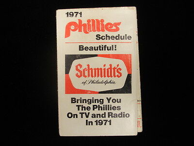 1971 Philadelphia Phillies Baseball Schedule/Calendar