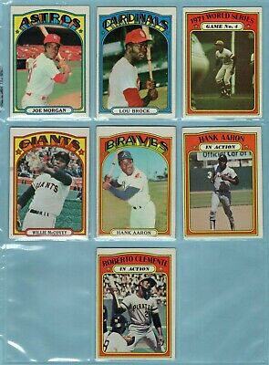 1972 Topps Lot of 7 Different Hall of Famer Baseball Cards Vg/Ex - EX