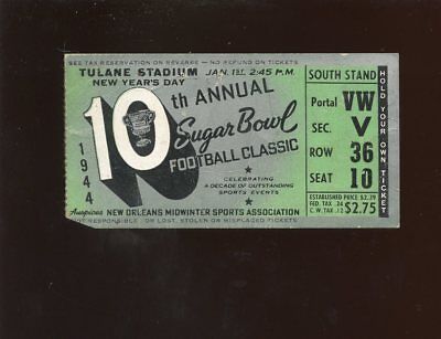 1944 NCAA Football Ticket Stub Sugar Bowl Georgia Tech vs Tulsa