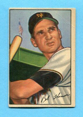 1952 Bowman #2 Bobby Thomson New York Giants Baseball Card EX o/c wrk tr bp