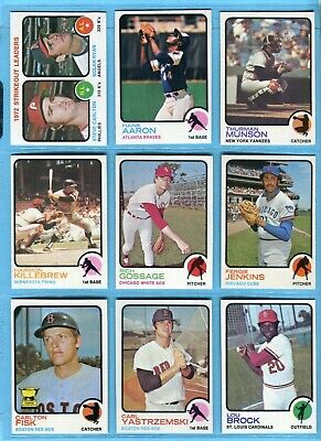 1973 Topps Lot of 9 Diff includes Hank Aaron & others Baseball Cards Ex/Mt- NM  