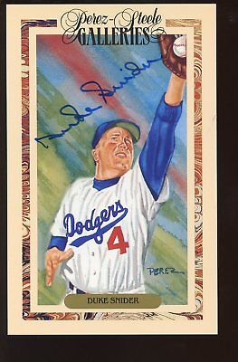 1990 Perez Steele Baseball Postcard Galleries Duke Snider Autographed Hologram