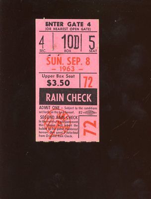 September 8 1963 MLB Baseball New York Yankees Ticket Stub