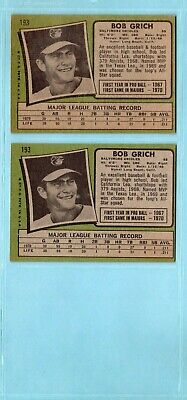 Lot of 11 1971 Topps #193 Bobby Grich Rookie Baseball Cards V/E wrk - NM o/c    